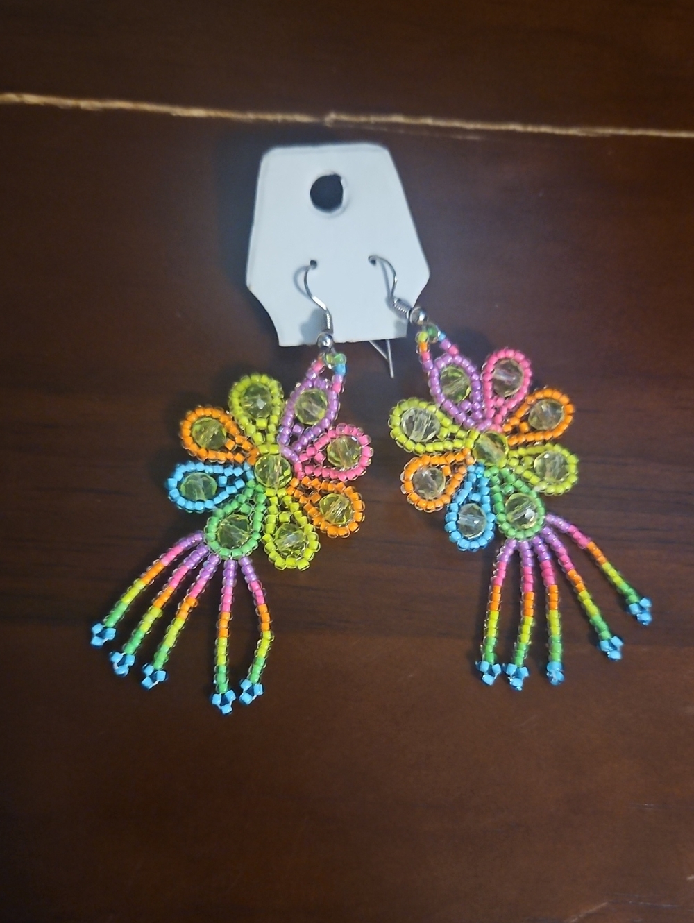 Handmade Multicolor Beaded Flower Dangle Earrings - Women Accessories